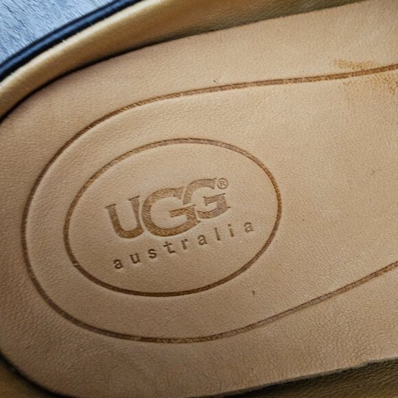 UGG Australia Leather Slip-on Mule Black Cushion Driving Slipper Shoe - Picture 7 of 15